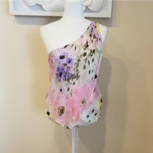 Emporio Armani Silk One Shoulder Floral Blouse